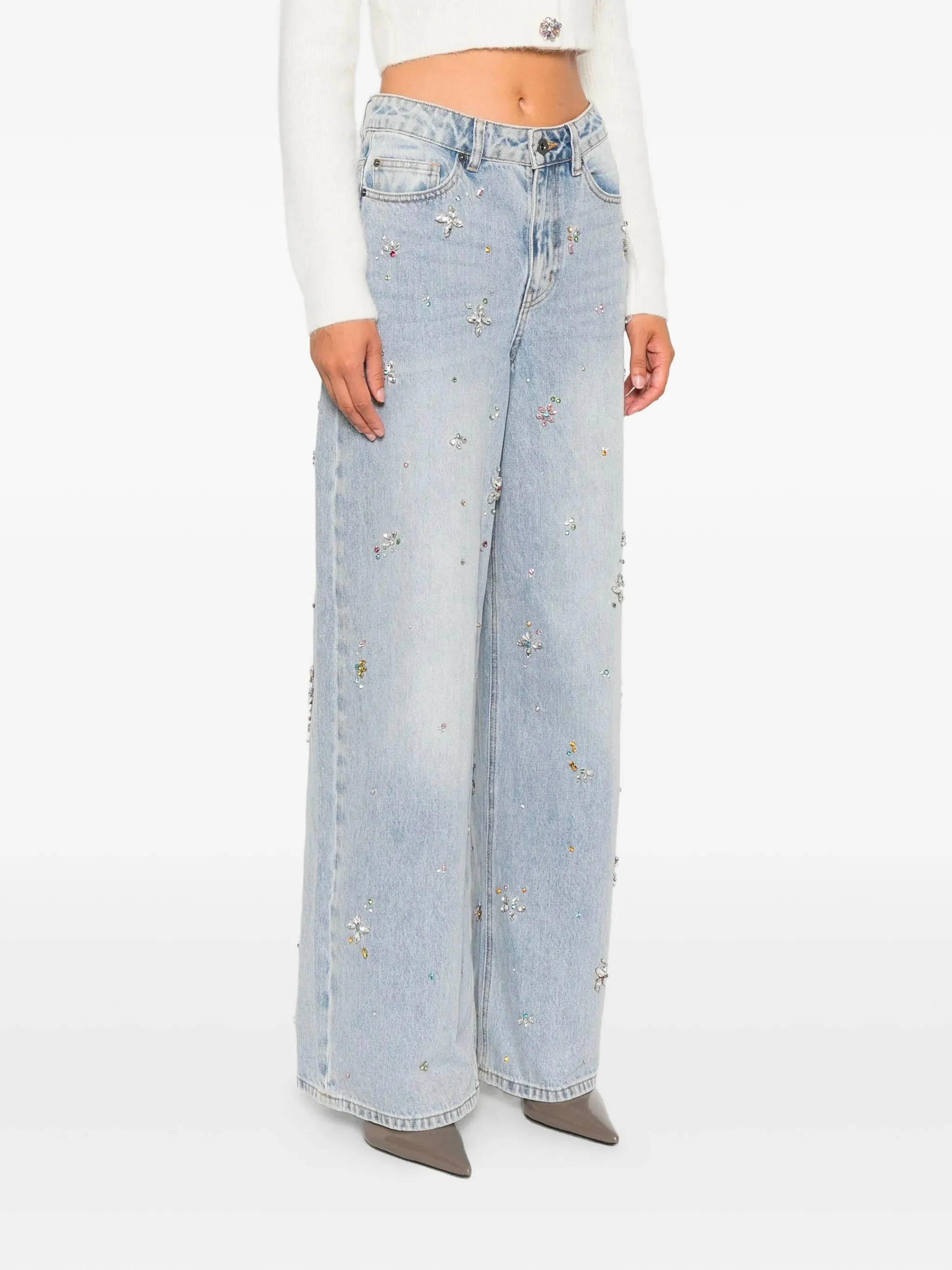 SELF-PORTRAIT EMBELLISHED WIDE-LEG JEANS WITH CRYSTAL EMBELLISHMENT sold by Lord & Taylor product image thumbnail 3