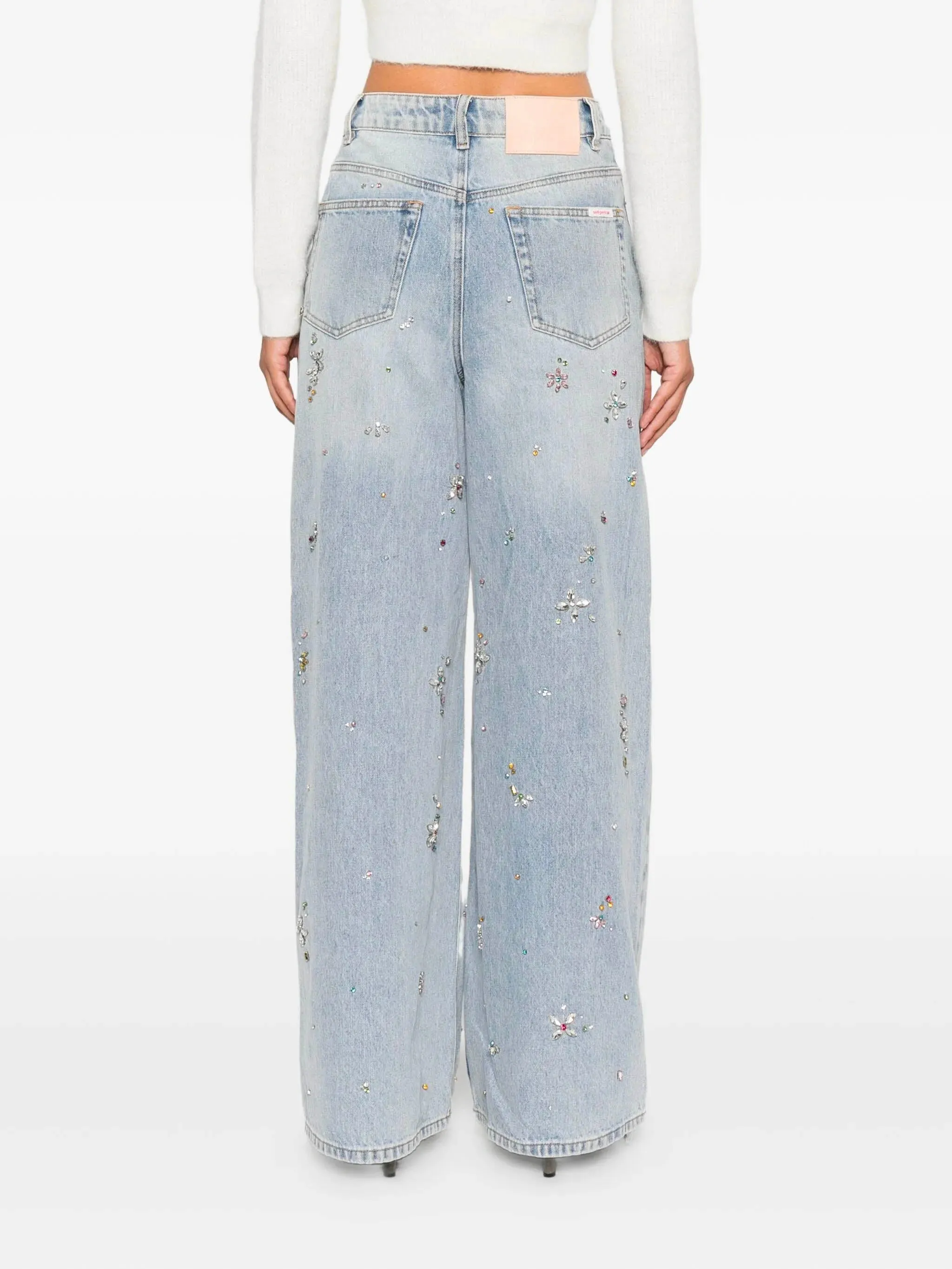 SELF-PORTRAIT EMBELLISHED WIDE-LEG JEANS WITH CRYSTAL EMBELLISHMENT sold by Lord & Taylor product image thumbnail 4