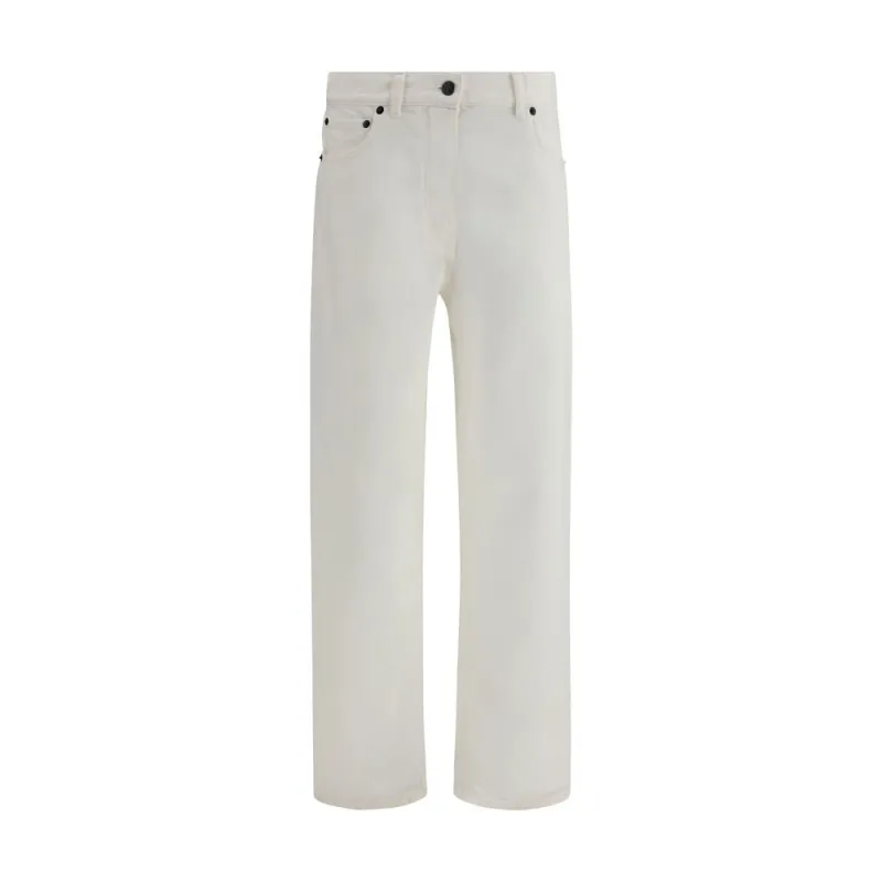 White Cotton Straight-Leg Jeans made by The Row