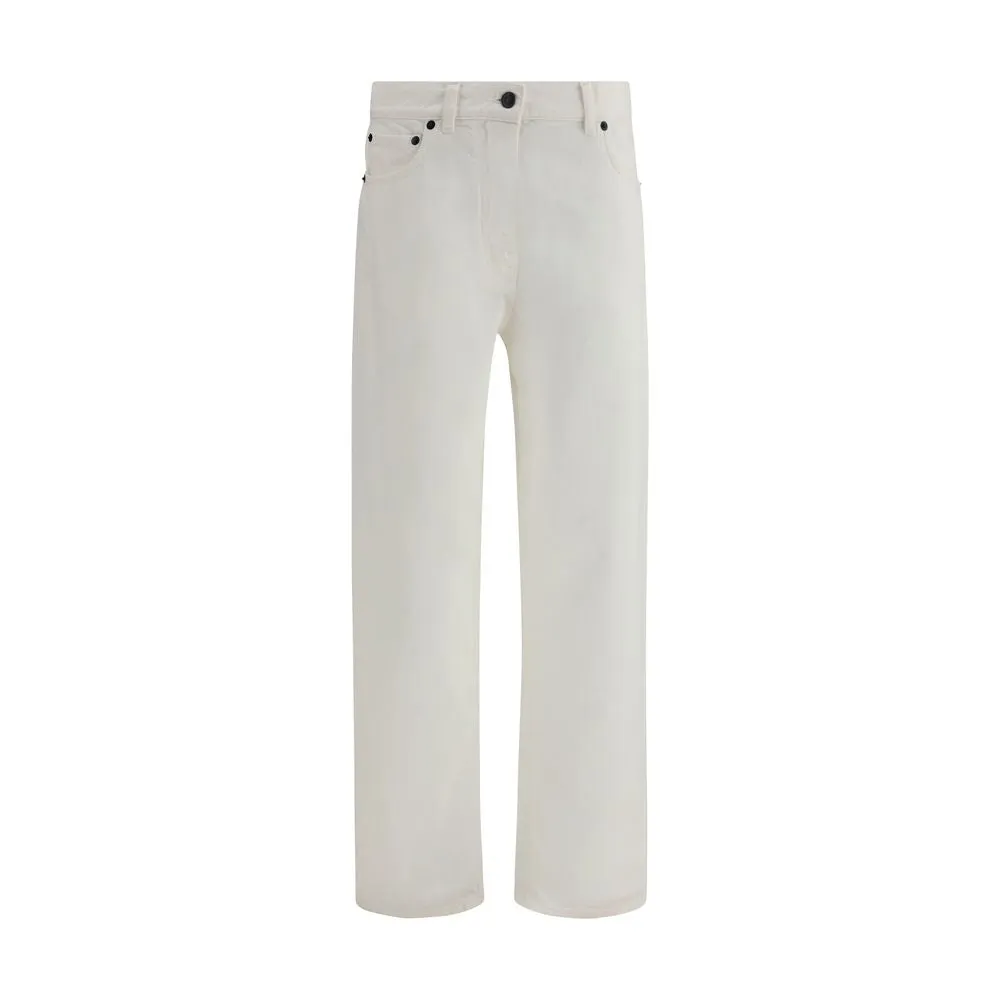 White Cotton Straight-Leg Jeans sold by Lord & Taylor