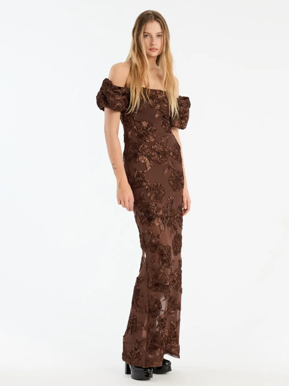 FLOWER MESH MAXI DRESS sold by Lord & Taylor product image thumbnail 2