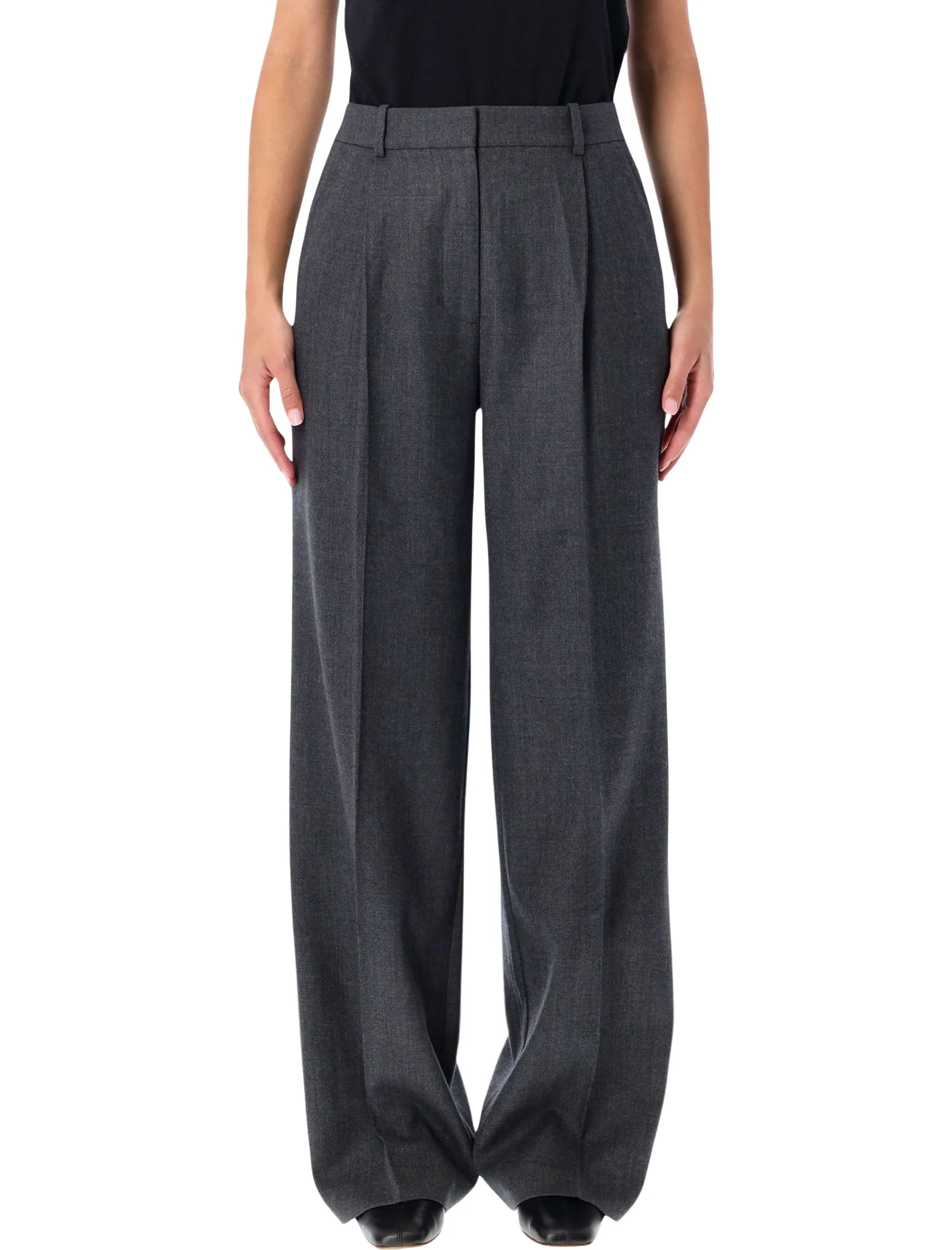 DARK GREY WIDE-LEG WOOL TROUSERS sold by Lord & Taylor