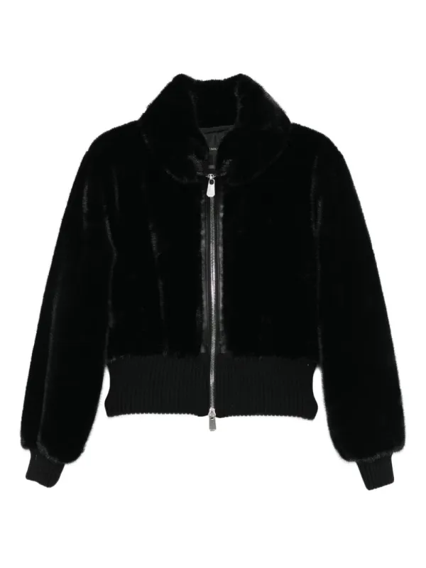 BLACK RIBBED HEM ZIP JACKET sold by Lord & Taylor