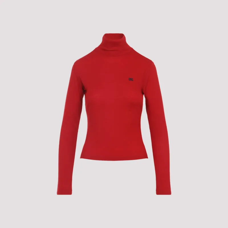 RED WOOL TURTLENECK TOP sold by Lord & Taylor
