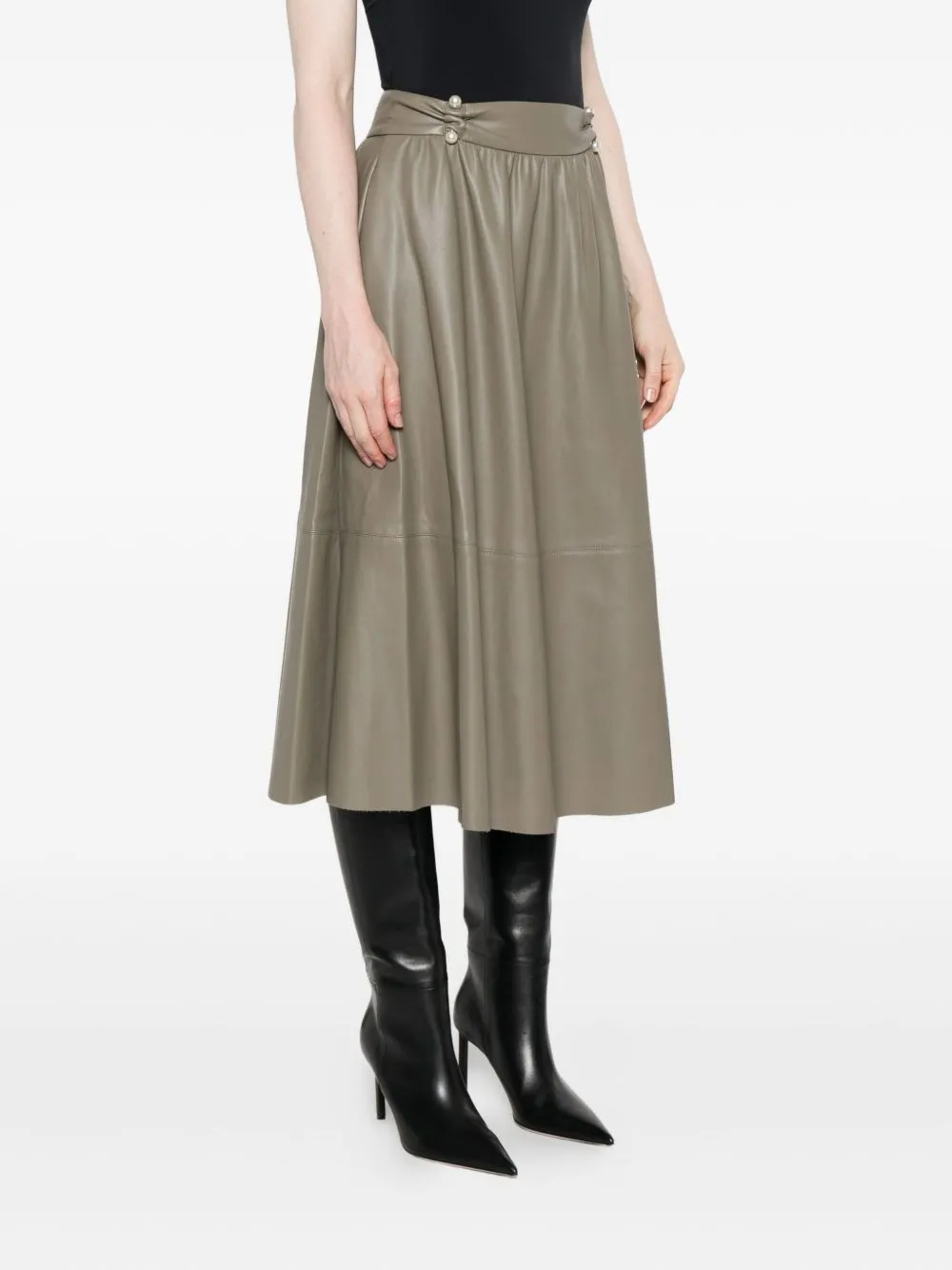 GREY HIGH-WAISTED GATHERED DETAIL SKIRT sold by Lord & Taylor product image thumbnail 4