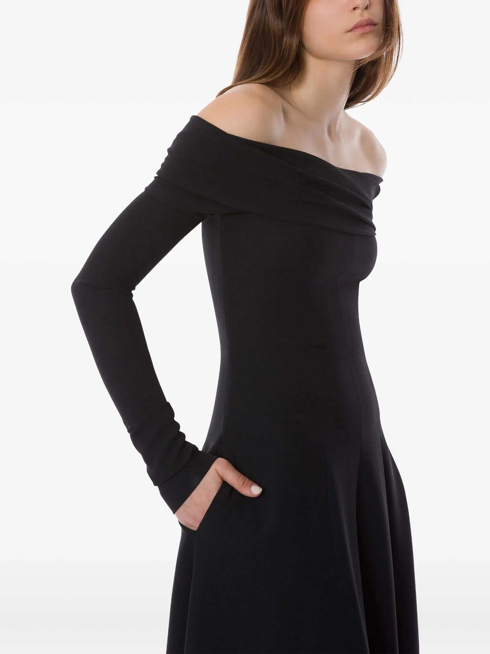 BLACK VISCOSE MIDI DRESS sold by Lord & Taylor product image thumbnail 4