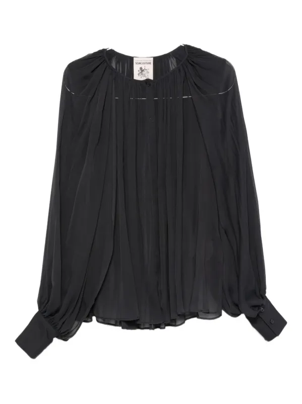 SEMI-SHEER BUTTONED BLOUSE sold by Lord & Taylor