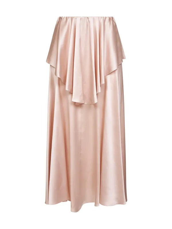 Pink Washed Silk Satin Layered Midi Skirt sold by Lord & Taylor