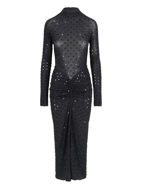 LONG BLACK Rhinestone Dress made by Alaia