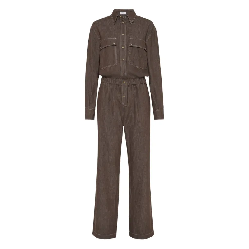 Brown Jumpsuit with Front Button Fastening sold by Lord & Taylor