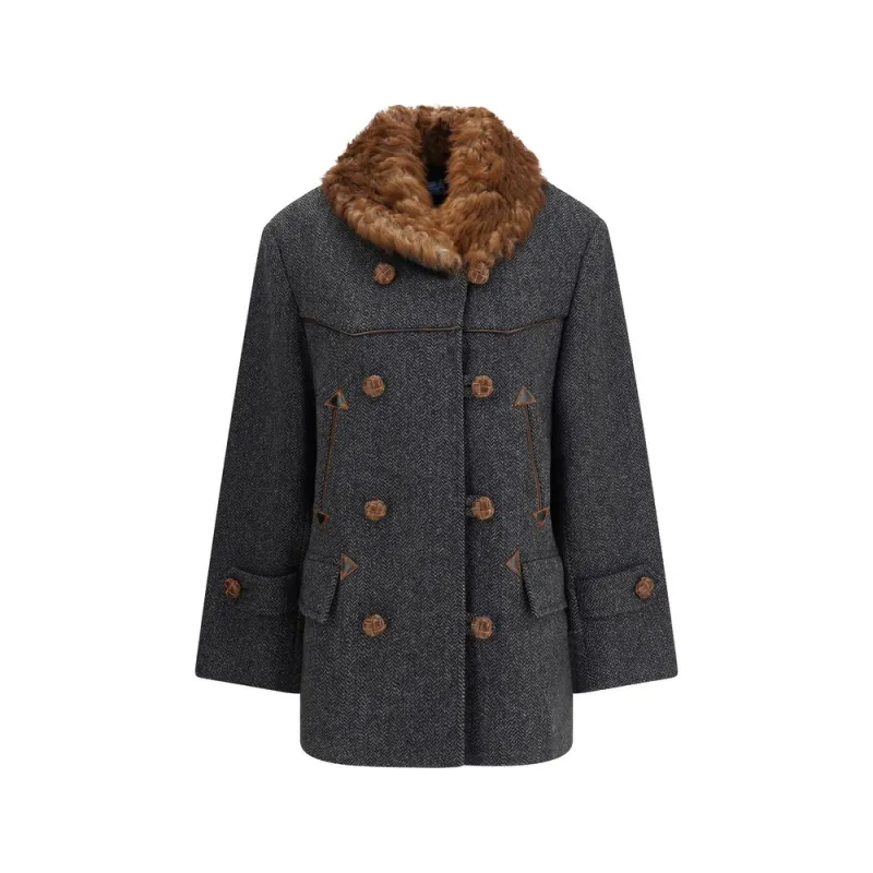 Gray Fleece Wool Coat made by Prada