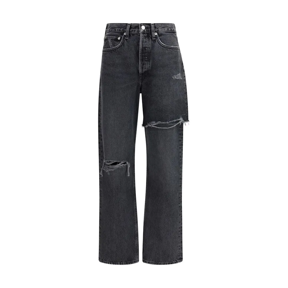 Black Recycled Cotton Straight-Leg Jeans sold by Lord & Taylor