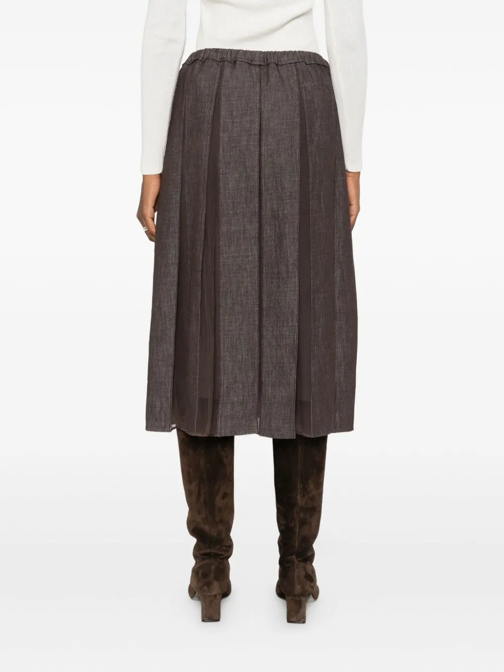 BROWN DENIM AND SILK SKIRT sold by Lord & Taylor product image thumbnail 5