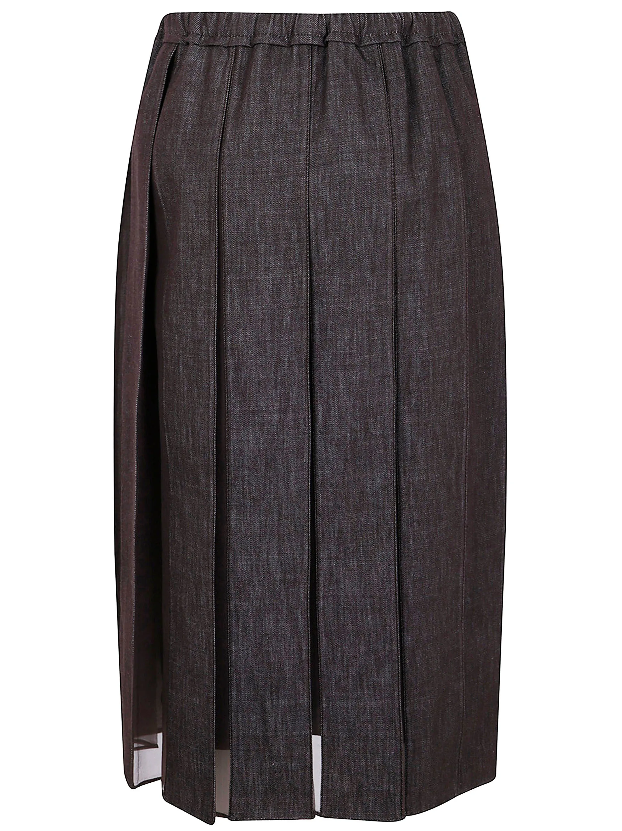 BROWN DENIM AND SILK SKIRT sold by Lord & Taylor product image thumbnail 2