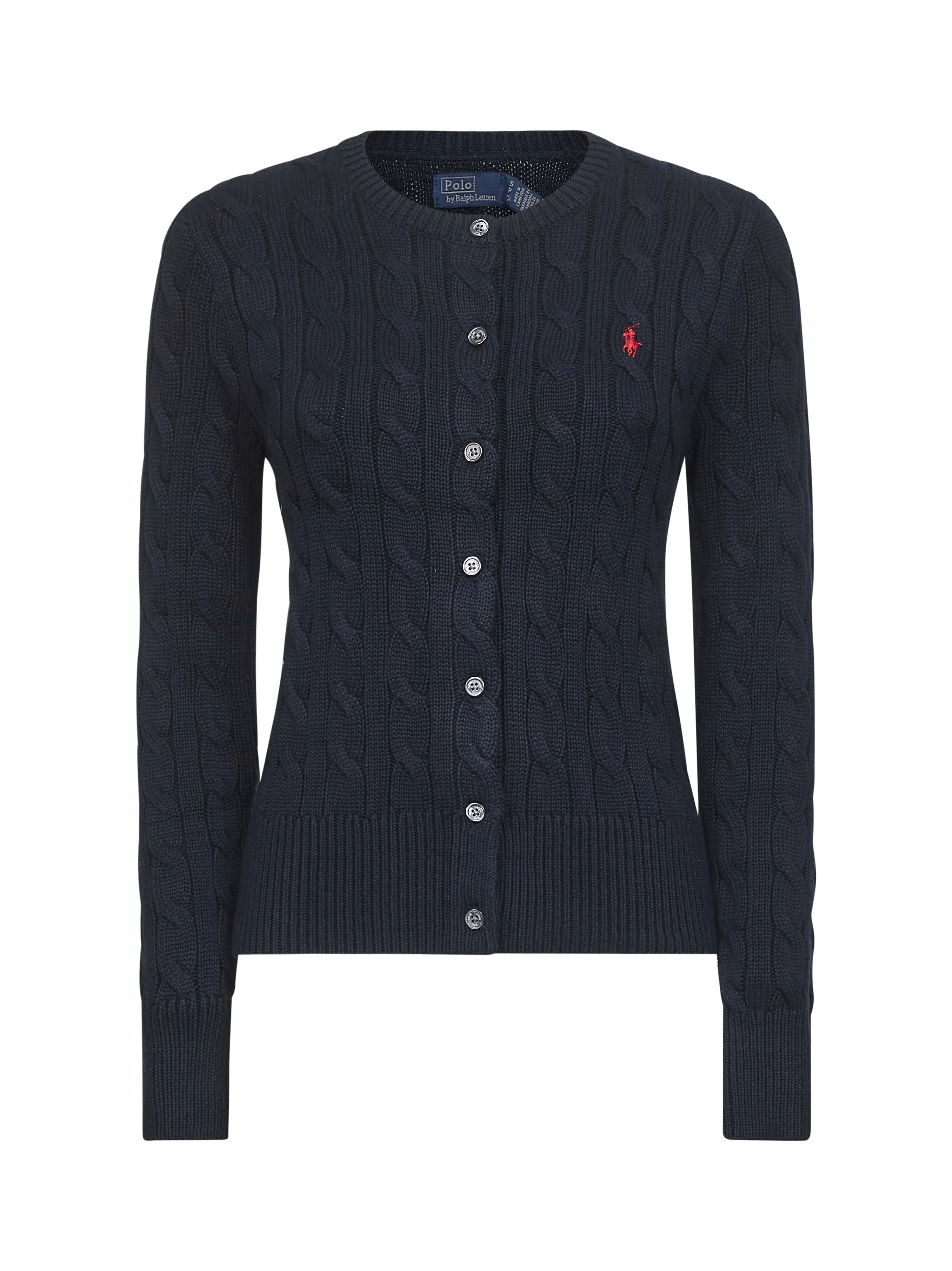 Blue Cable-Knit Cotton Crewneck Cardigan sold by Lord & Taylor