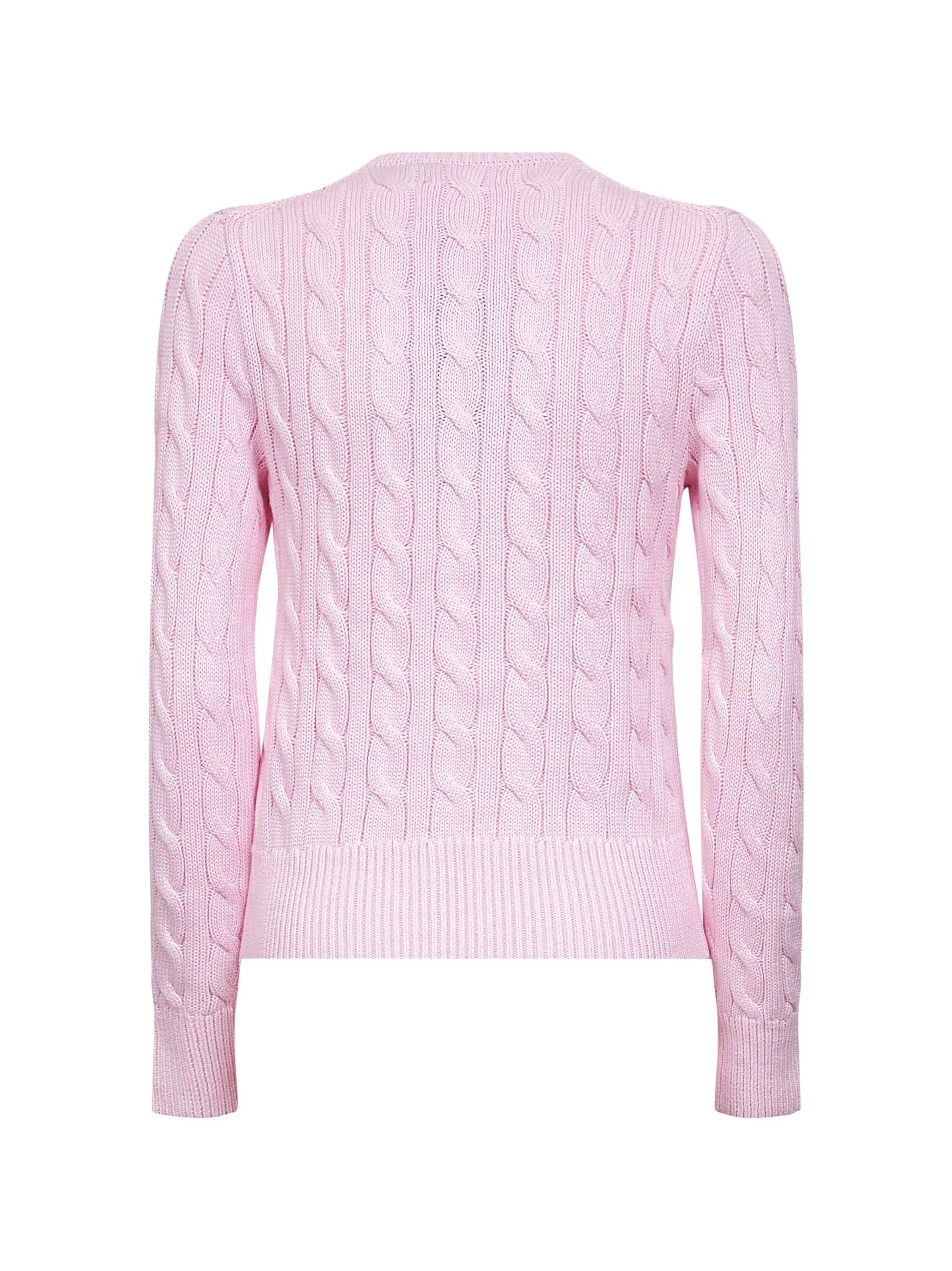 Pink Cable-Knit Cotton Crewneck Cardigan sold by Lord & Taylor product image thumbnail 2