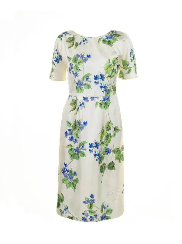 LONG DRESS IN FLORAL TWILL made by Prada