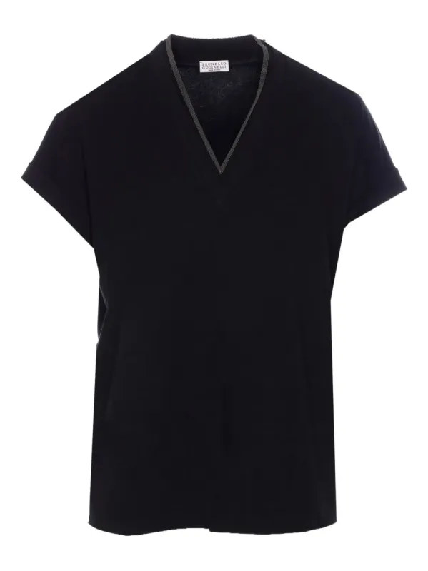 COTTON V-NECKED T-SHIRT made by Brunello Cucinelli
