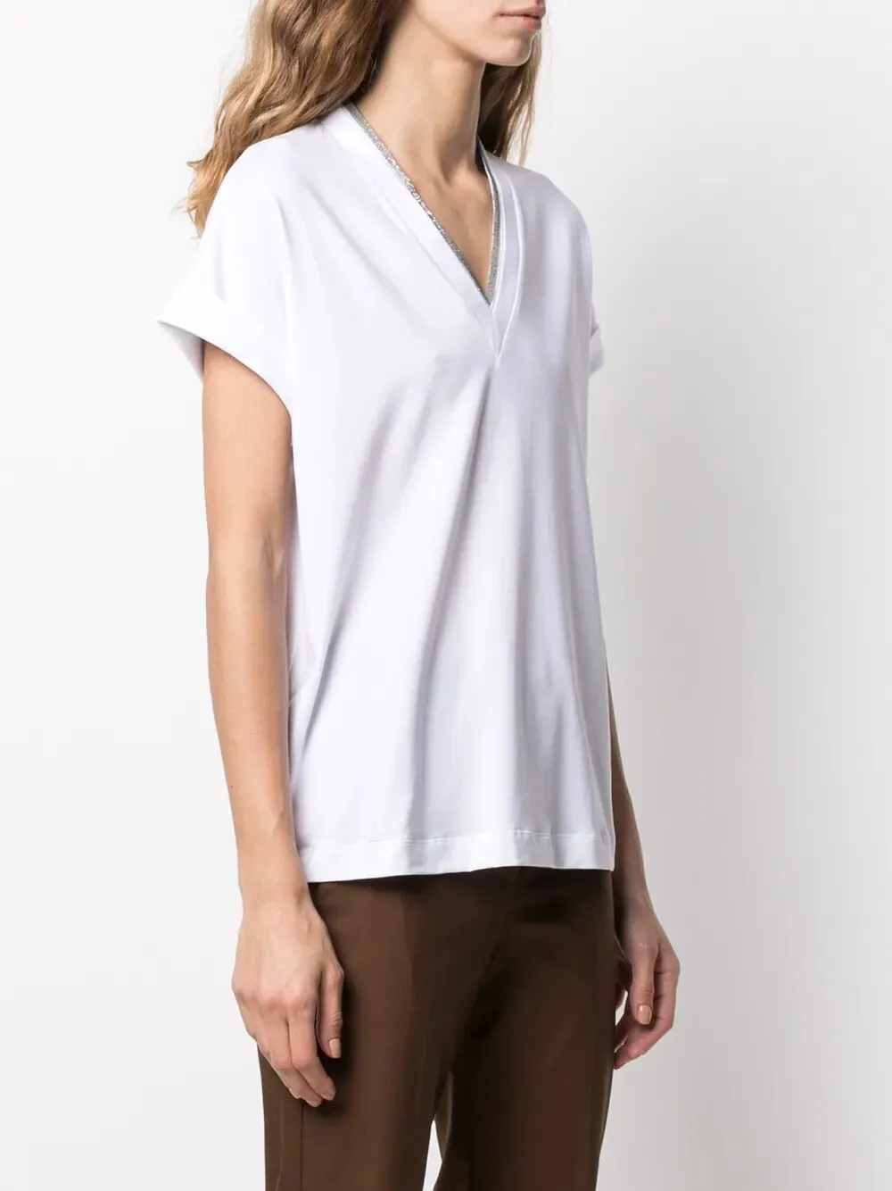 COTTON V-NECKED T-SHIRT sold by Lord & Taylor product image thumbnail 3