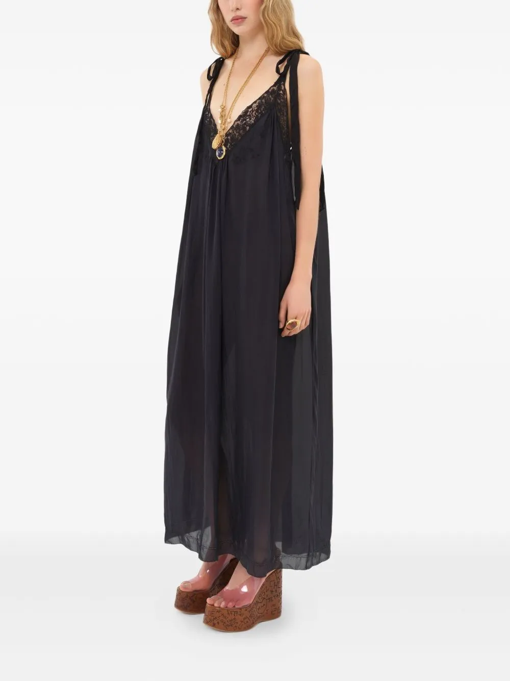 SILK AND LACE LONG DRESS sold by Lord & Taylor product image thumbnail 5