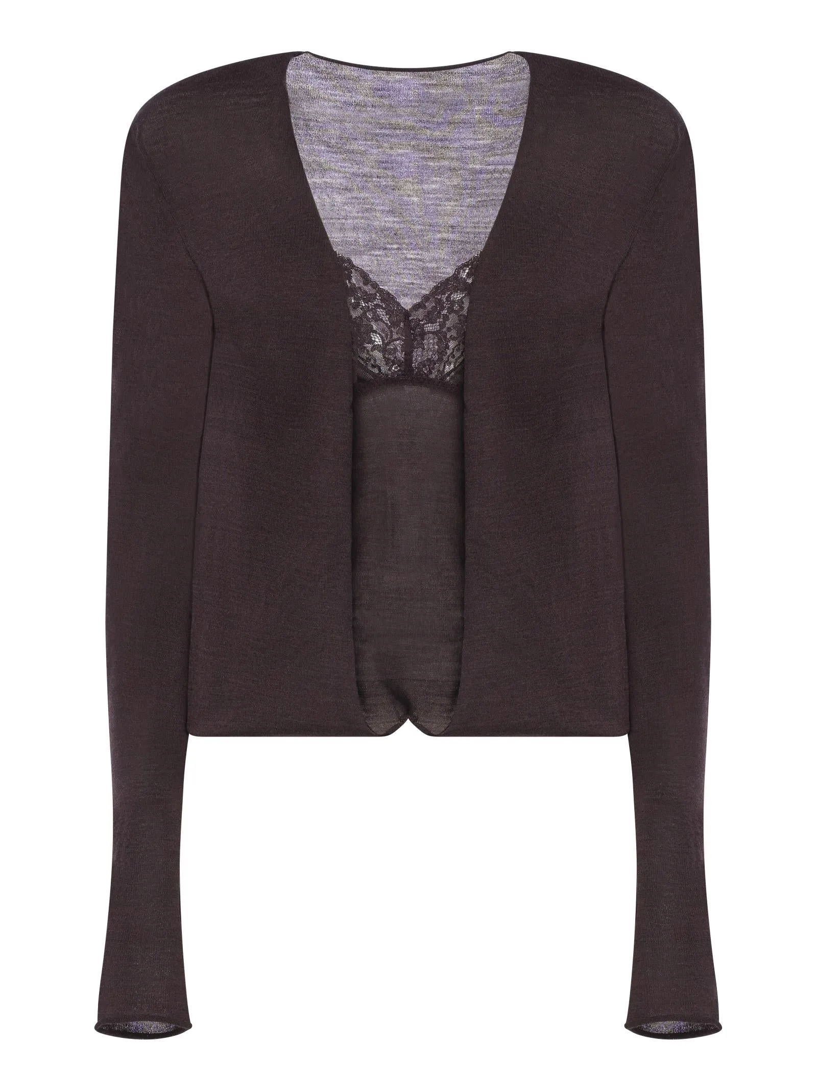 V-Neck Oversized Sweater with Lace Insert sold by Lord & Taylor