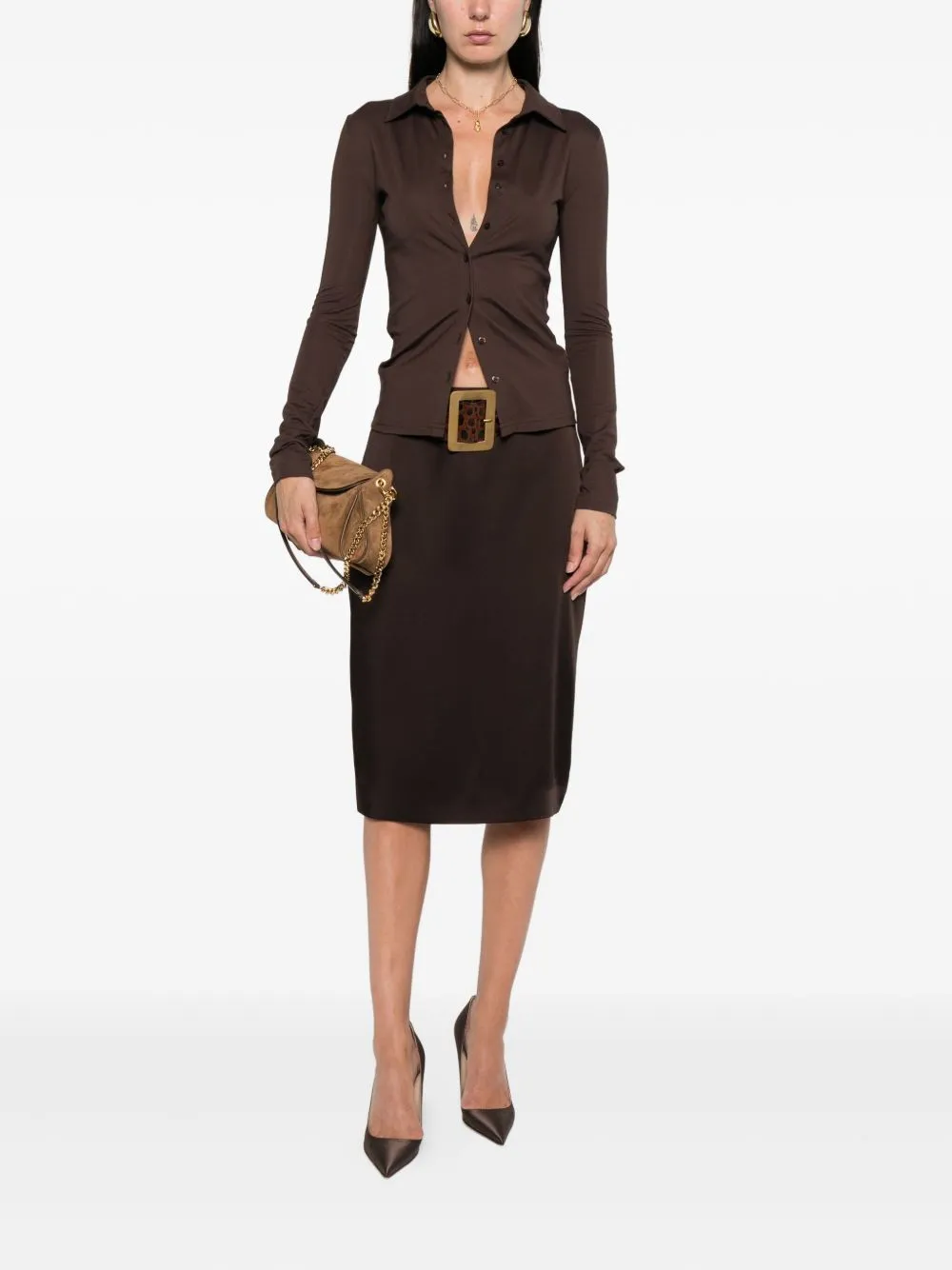 DEEP BROWN SILK-LINED SKIRT sold by Lord & Taylor product image thumbnail 3