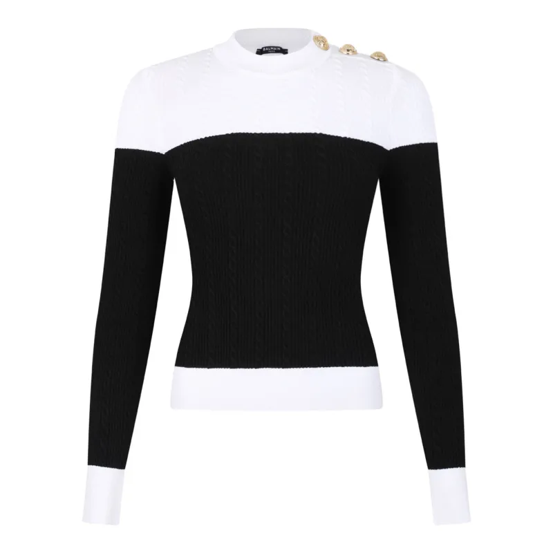 NOIR BLANC VISCOSE TOP made by Balmain