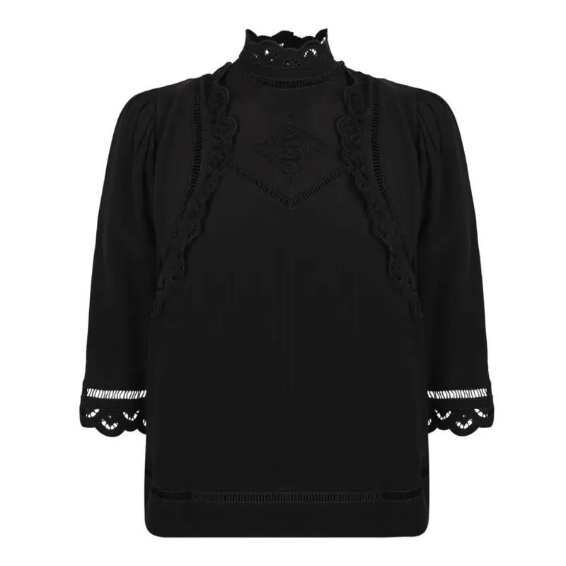 BLACK VISCOSE TOP sold by Lord & Taylor