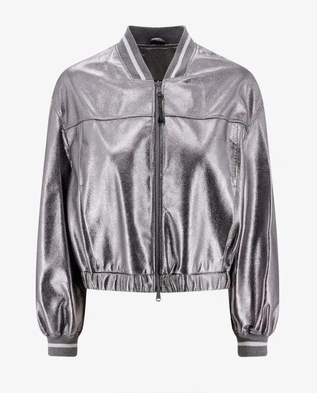Metallic Zipped Bomber Jacket sold by Lord & Taylor