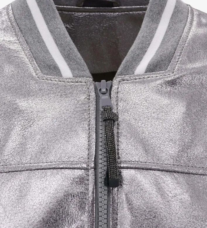 Metallic Zipped Bomber Jacket sold by Lord & Taylor product image thumbnail 2
