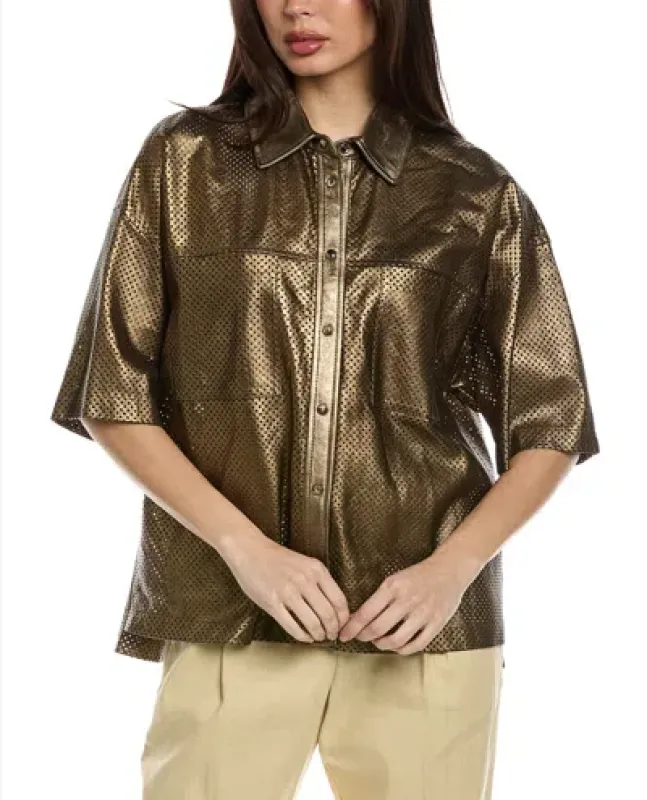 Leather Short Sleeve Shirt sold by Lord & Taylor