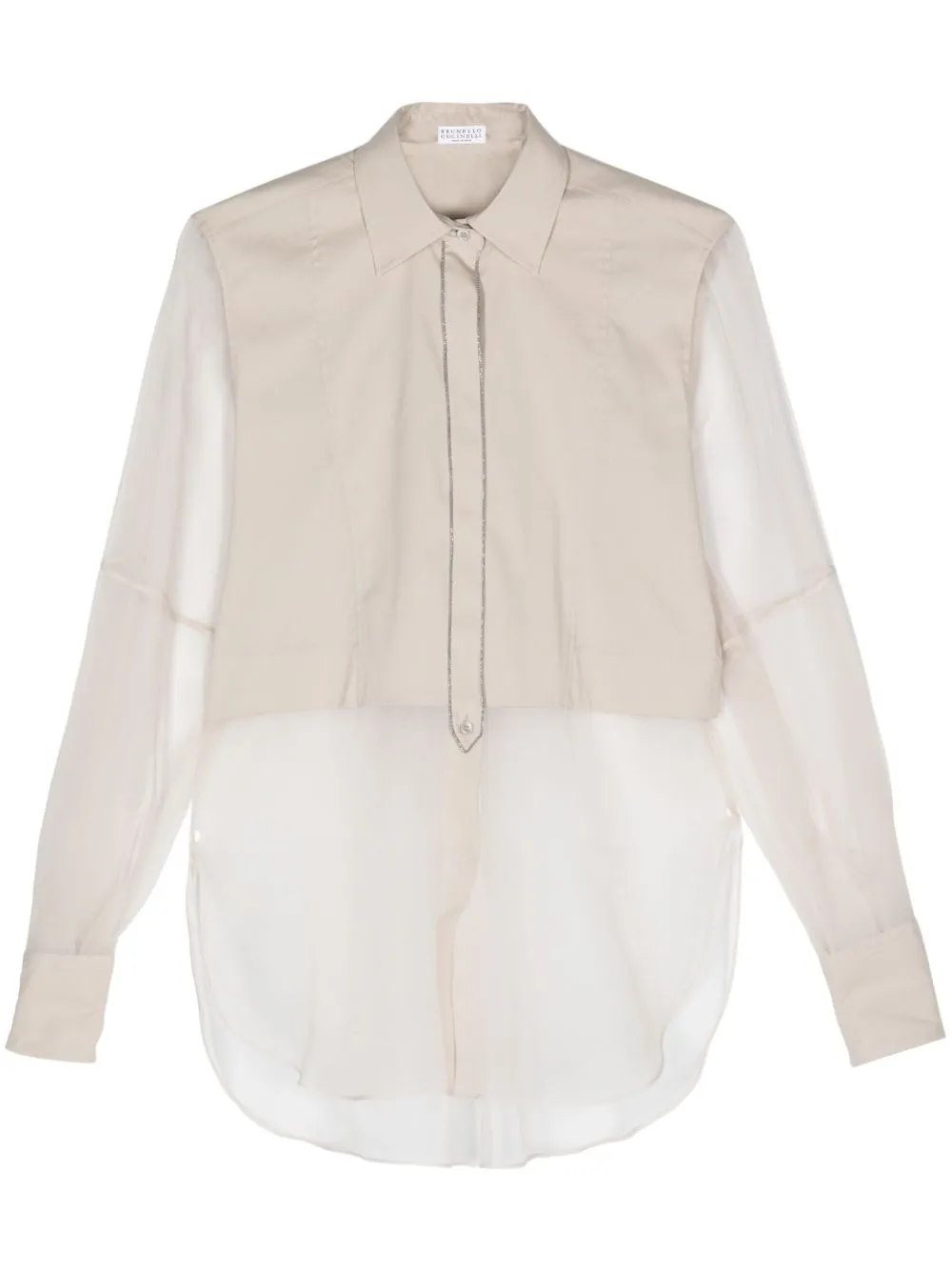 SAND COTTON BLEND AND SILK SHIRT sold by Lord & Taylor