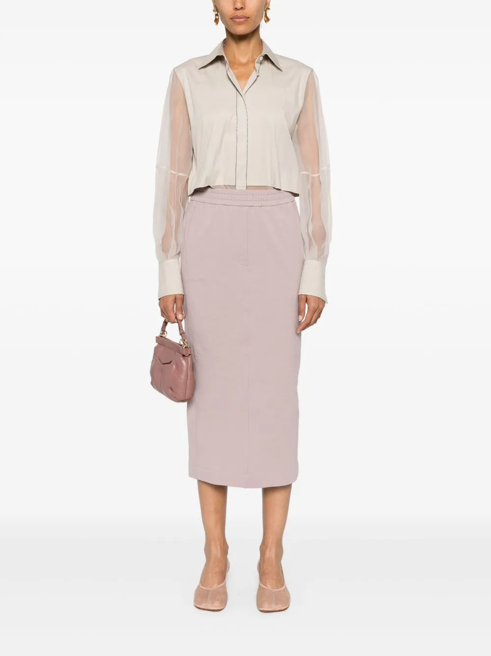 SAND COTTON BLEND AND SILK SHIRT sold by Lord & Taylor product image thumbnail 2