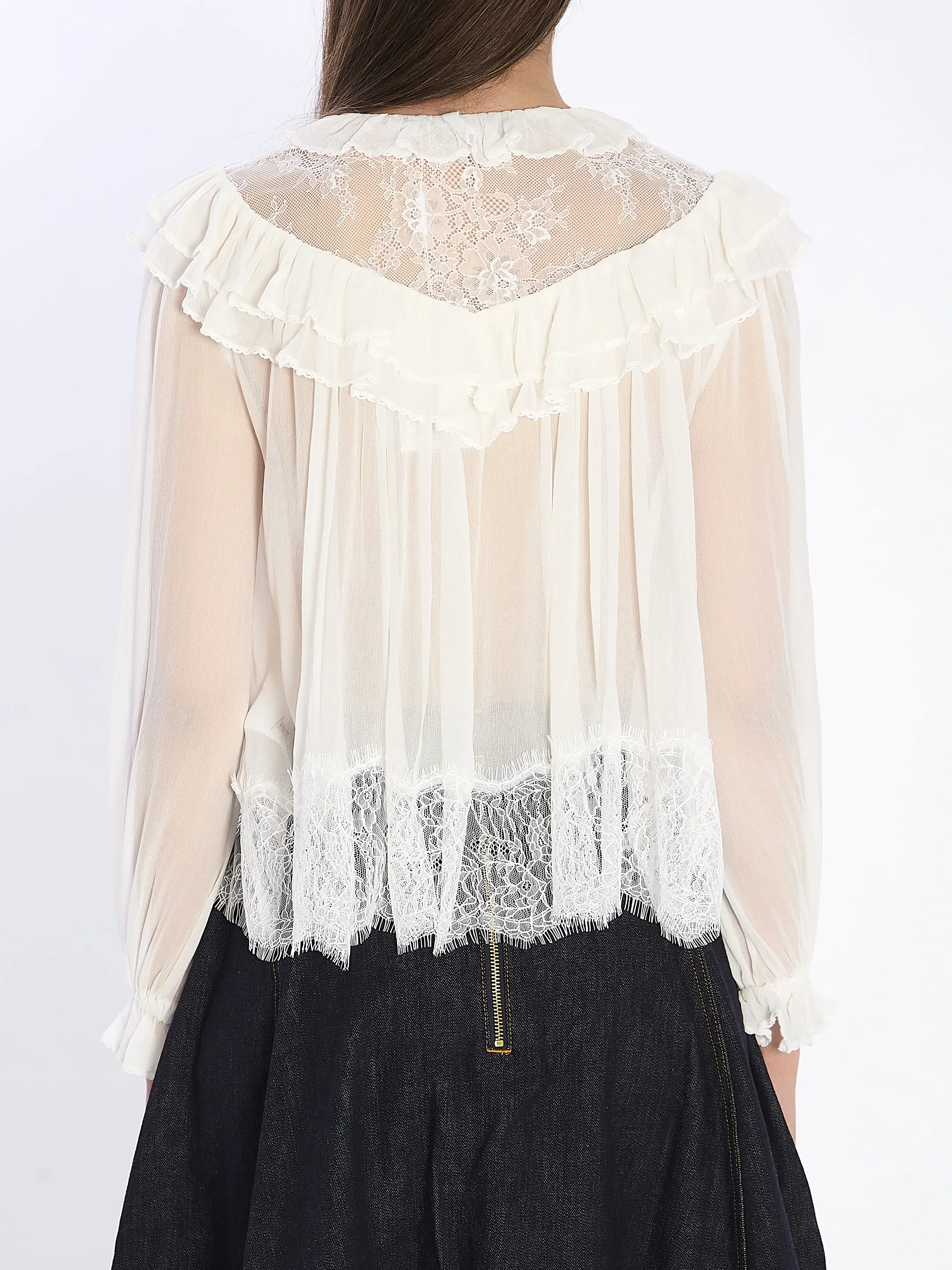 GEORGETTE LACE BLOUSE sold by Lord & Taylor product image thumbnail 4
