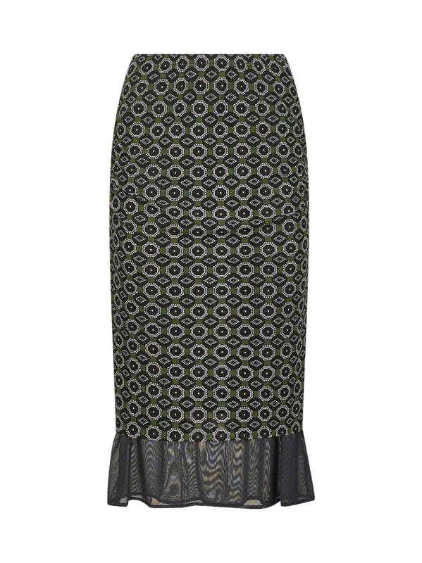 Green Printed Mesh Layered Midi Skirt sold by Lord & Taylor