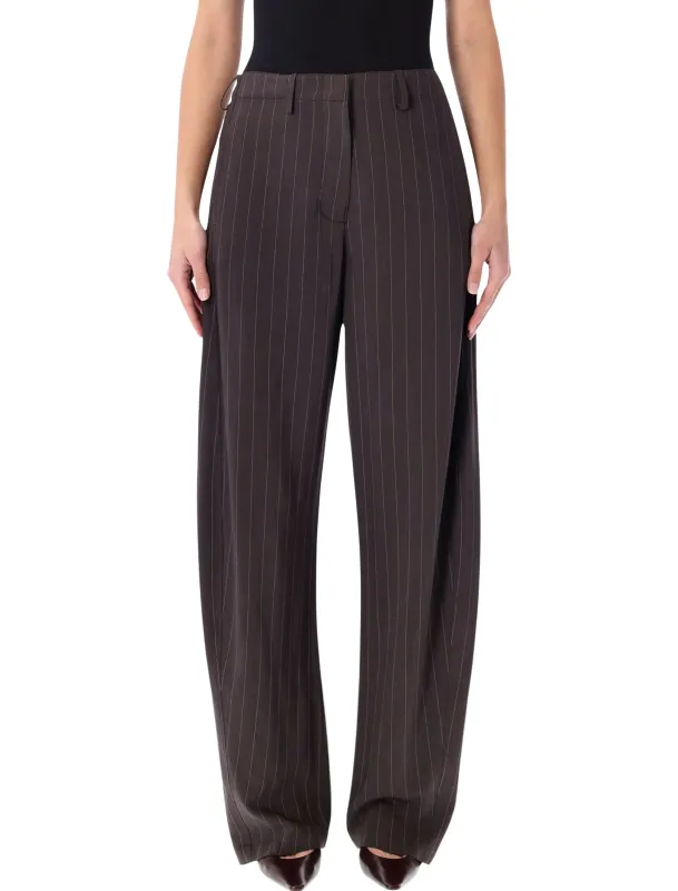 MAGDA BUTRYM WIDE-LEG PINSTRIPE TROUSERS IN DARK BROWN sold by Lord & Taylor
