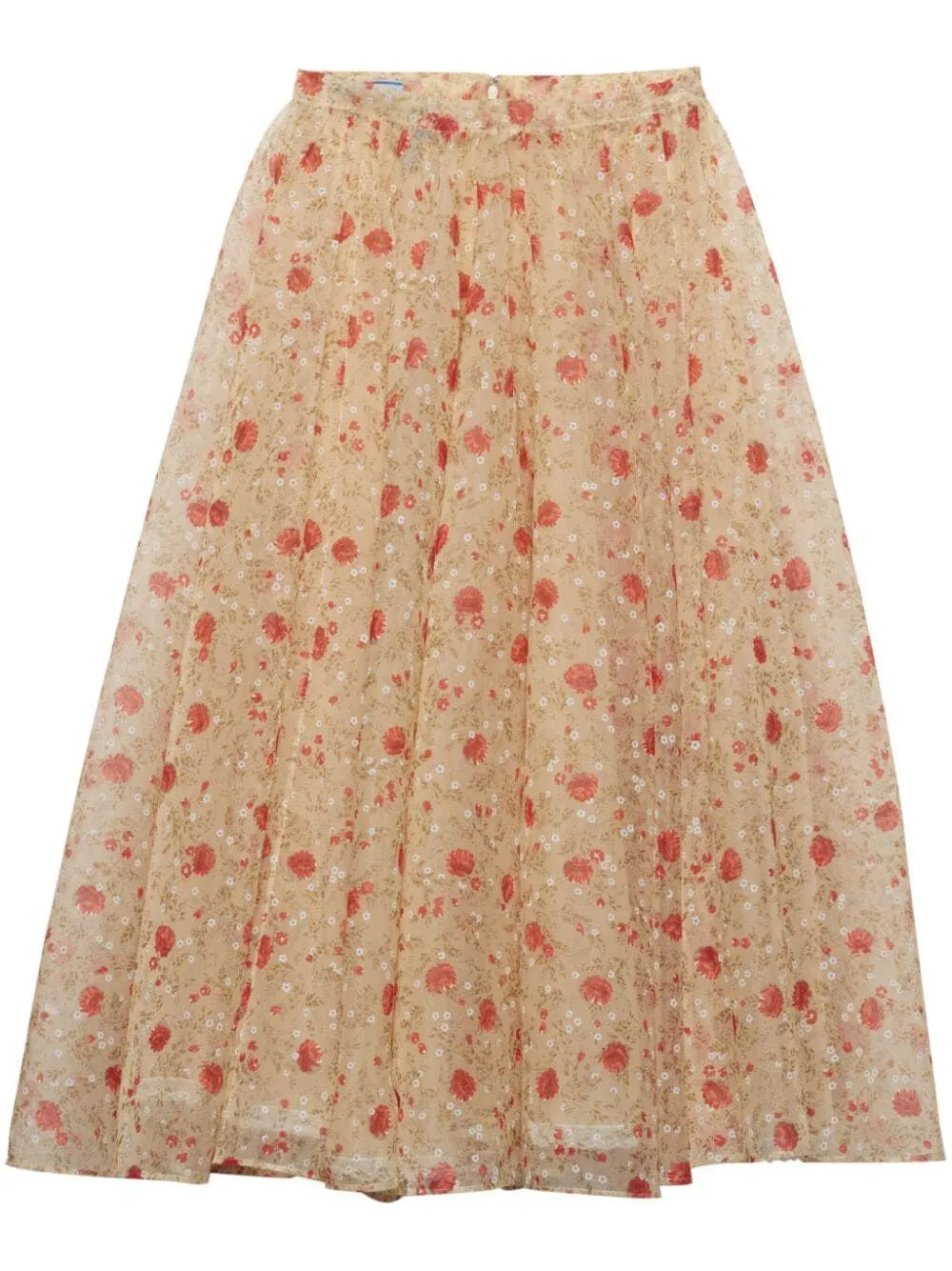 POPPY PRINT NYLONETTE MIDI SKIRT sold by Lord & Taylor