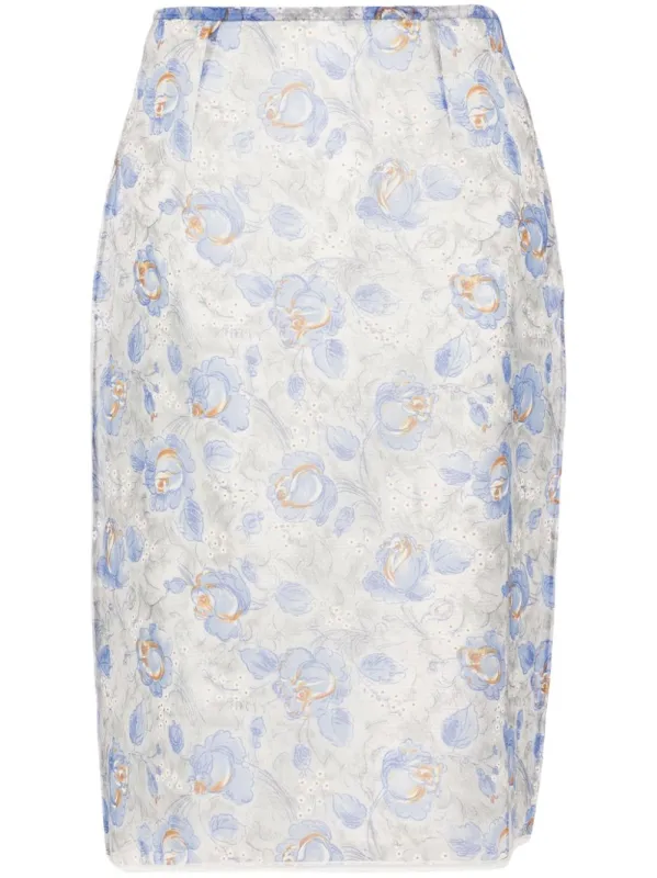 PRINTED NYLONETTE MIDI-SKIRT sold by Lord & Taylor