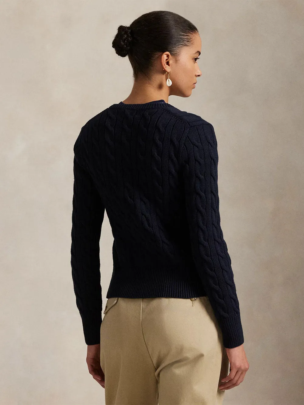 CABLE-KNIT COTTON CREWNECK CARDIGAN sold by Lord & Taylor product image thumbnail 3
