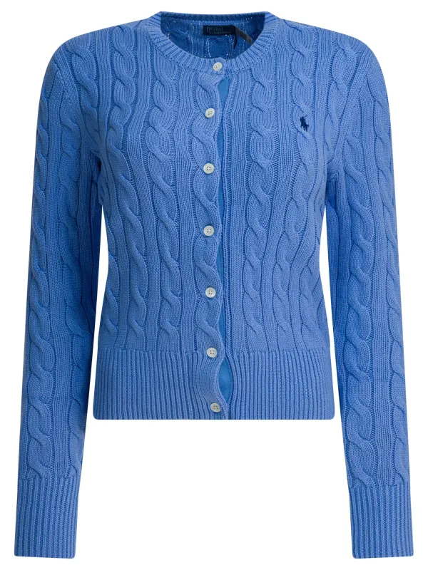 BRAIDED CREWNECK CARDIGAN WITH LOGO sold by Lord & Taylor