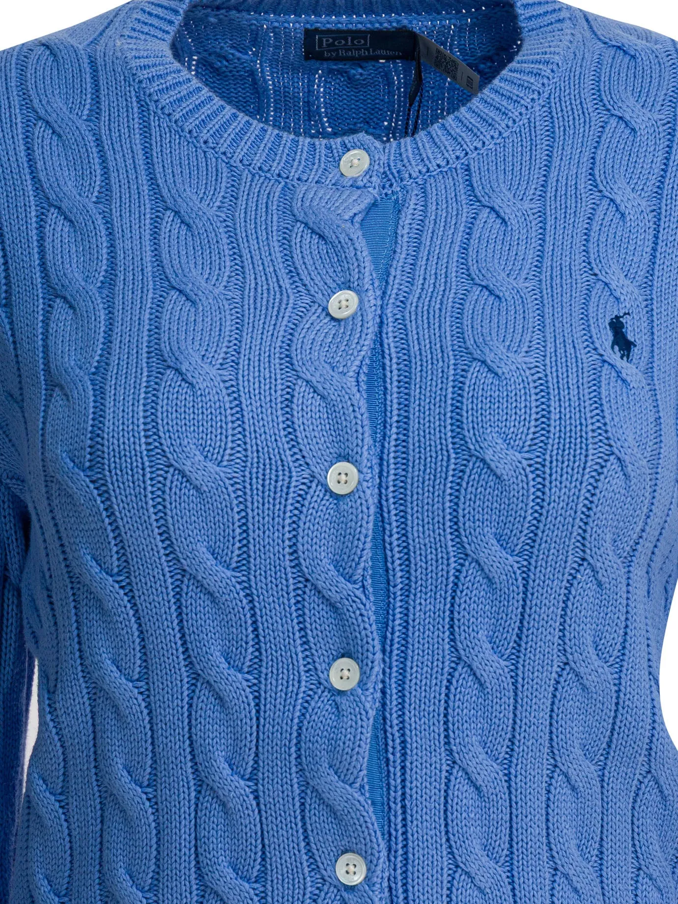 BRAIDED CREWNECK CARDIGAN WITH LOGO sold by Lord & Taylor product image thumbnail 3