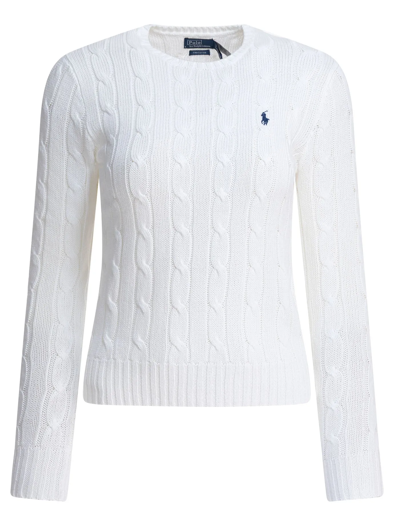 CREW-NECK CABLE-KNIT SWEATER WITH LOGO sold by Lord & Taylor