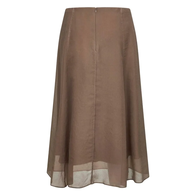 Brown Silk Flared Skirt sold by Lord & Taylor