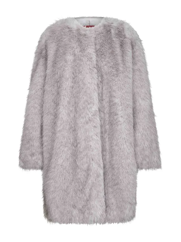 Grey Faux Fur-Effect Coat sold by Lord & Taylor