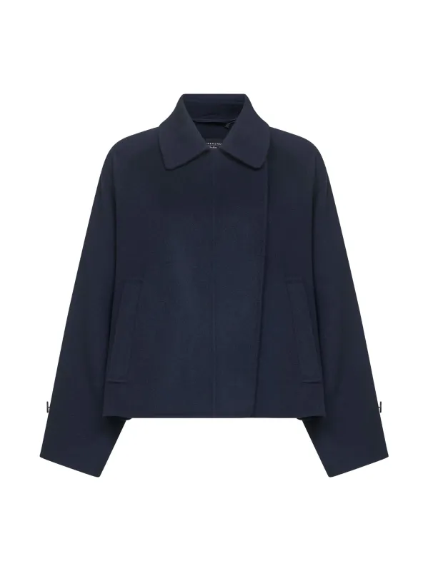 Blue Virgin Wool Crop Coat made by Lord & Taylor