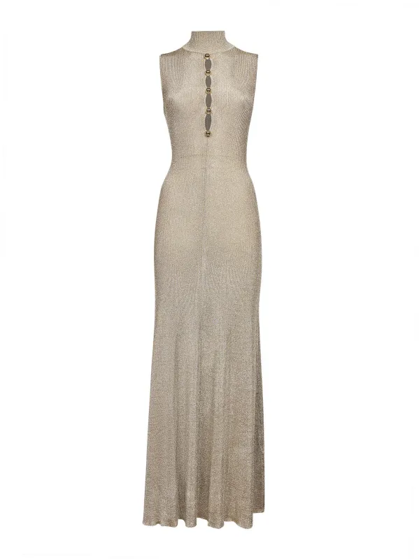 Gold Lurex Ribbed Knit Maxi Dress sold by Lord & Taylor