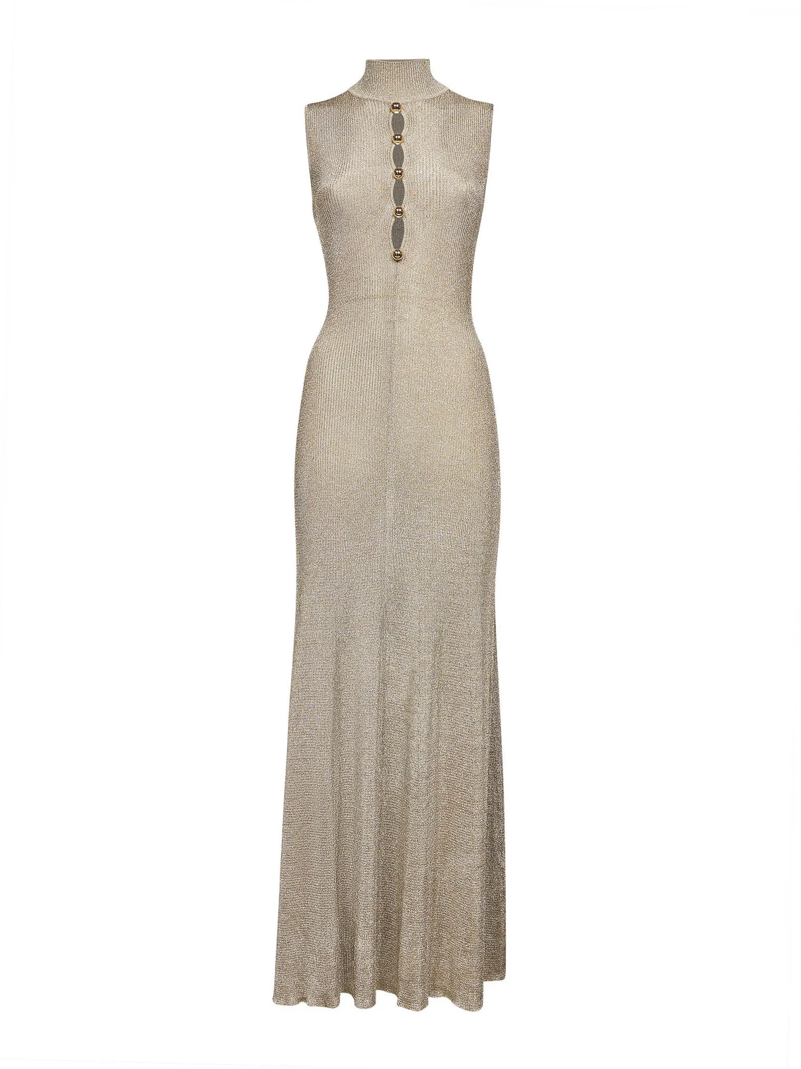 Gold Lurex Ribbed Knit Maxi Dress sold by Lord & Taylor