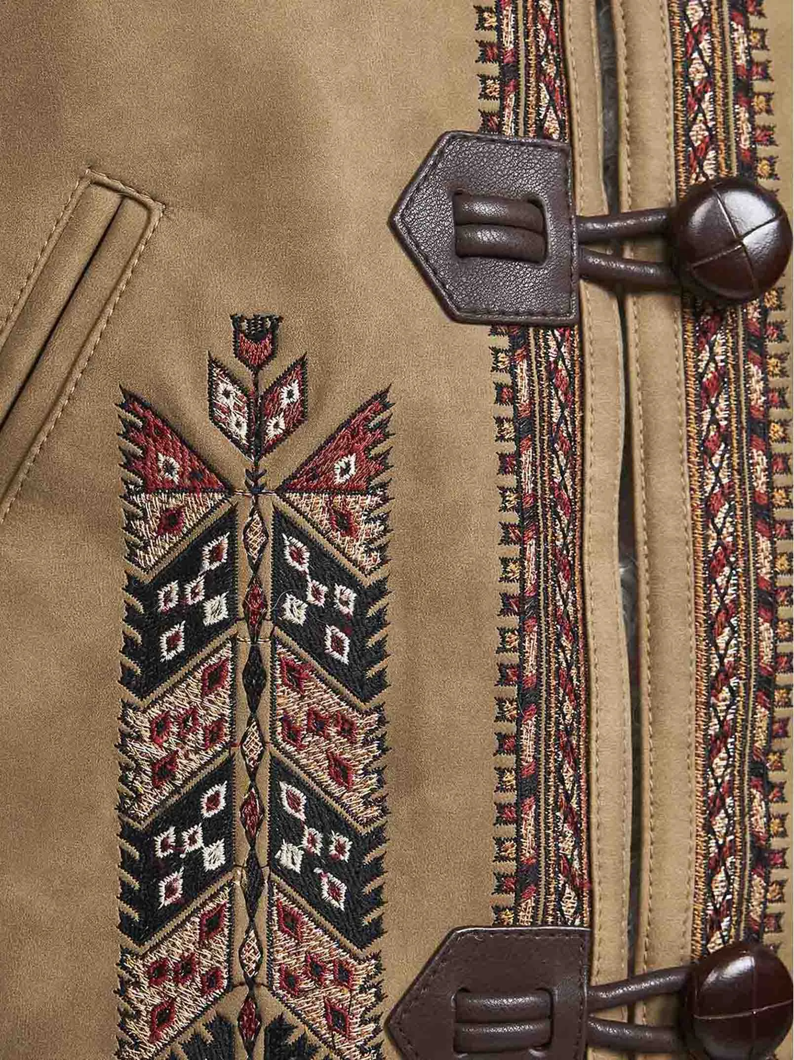 Beige Shearling-Effect Embroidered Vest sold by Lord & Taylor product image thumbnail 3