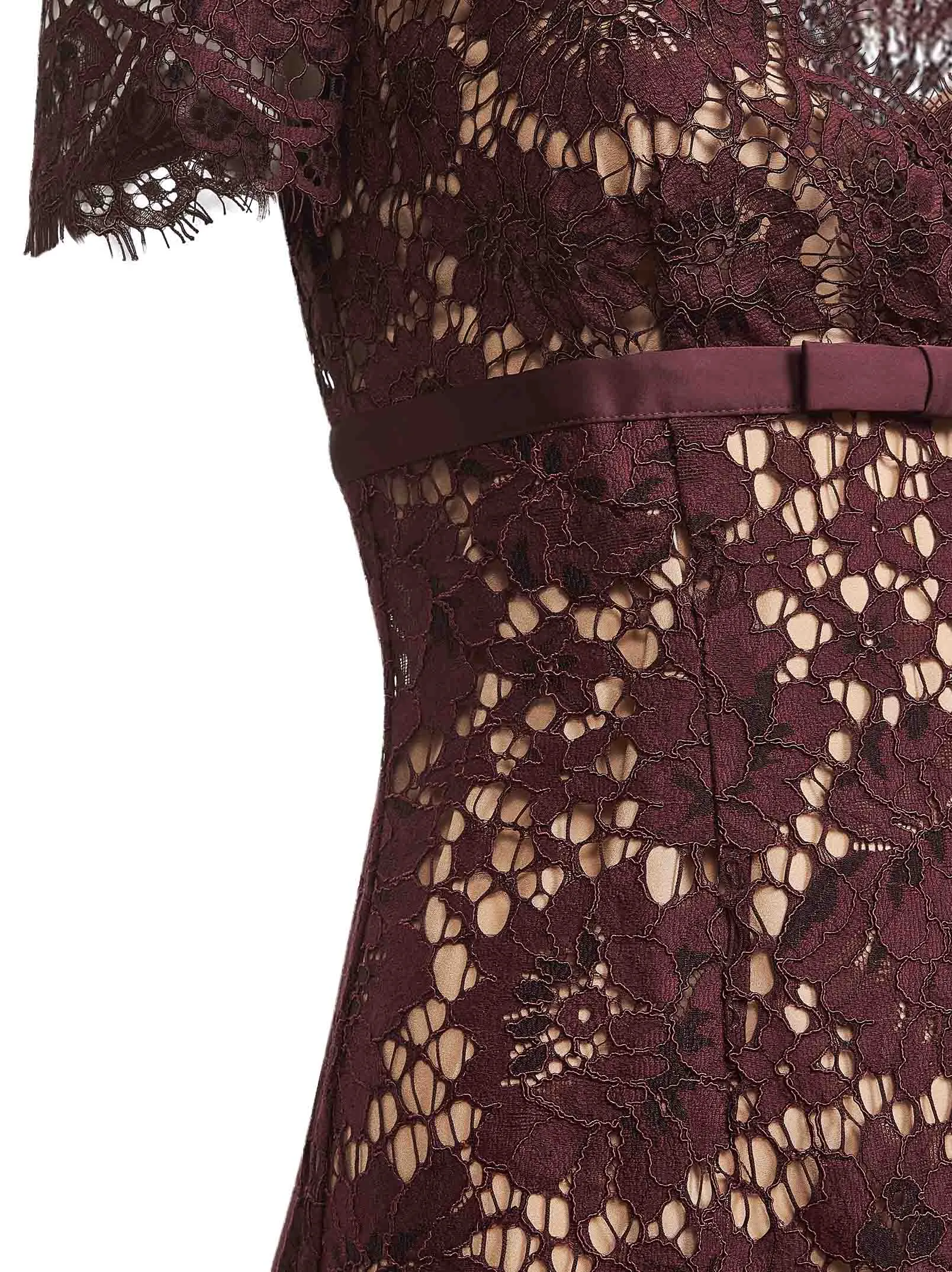 Floral Lace Midi Dress in Burgundy sold by Lord & Taylor product image thumbnail 3