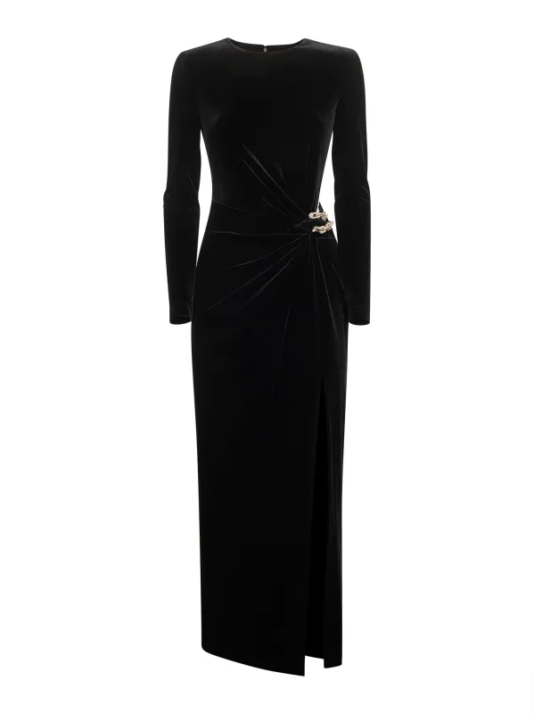Black Stretch Velvet Midi Dress sold by Lord & Taylor